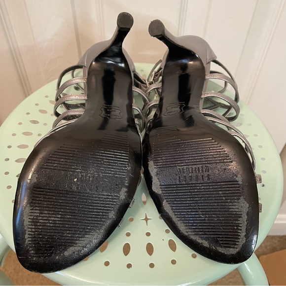 Silver Stuart Weitzman Strappy Heels Sandals 7 - Picture 8 of 9